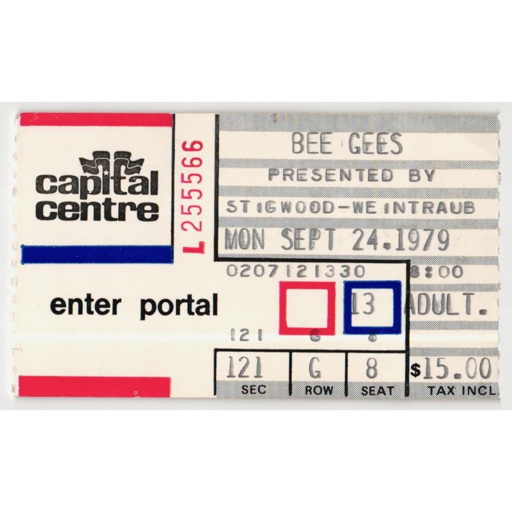 Vintage 1979 Bee Gees Concert Ticket Stub Landover MD Capital Centre